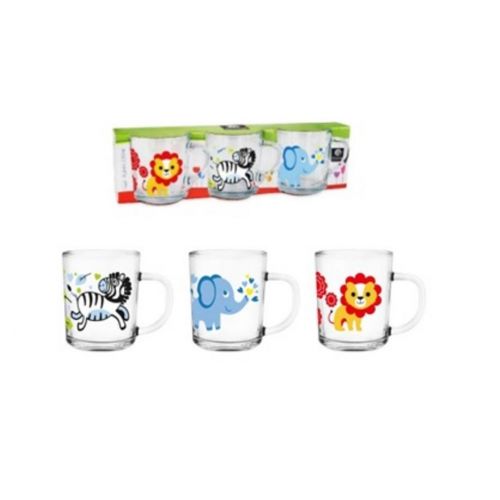 Hrnček detský, sklo 200ml ZVIERATKÁ mix , sada 3ks