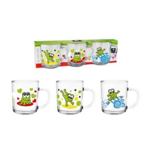 Hrnček detský, sklo 200ml ŽABKY mix , sada 3ks 