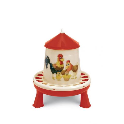 Krmítko pre hydinu plastové, 4kg, na nožičkách, HAPPY, dekor, červená, GAUN