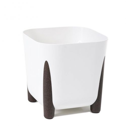 Kvetináč plastový priemer 290 mm FRIDA ECO recycled na nožičkách biely výška 287 mm