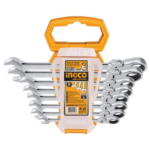 Kľuč očkoplochý flexibilný, kĺbový, račňový sada 8ks CrMo 8-19mm INGCO Industrial