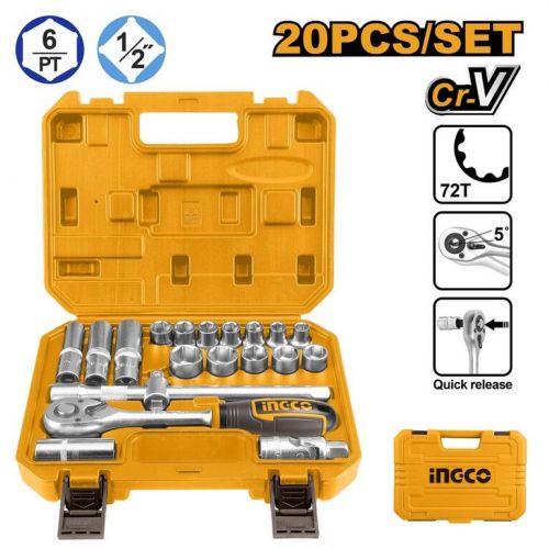 Gola sada 20ks 1/2" v kufriku INGCO Industrial KLC