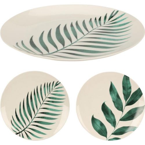 Tanier plytký porcelánový 27 cm dizajn list mix