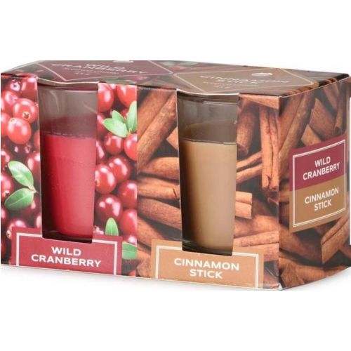 Sviečka vonná Sklo 52x65 mm 2 ks v krabičke Wild Cranberry & Cinnamon