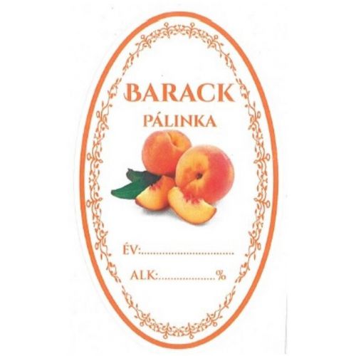 Samolepka na fľašu BARACK PÁLINKA/BROSKYŇOVICA domáca ovál 16ks etikiet HU