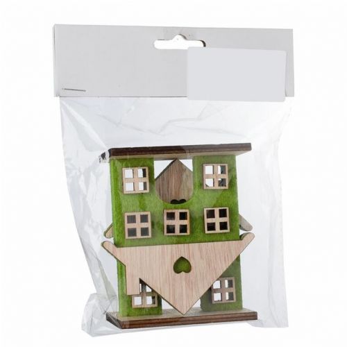 Dekorácia domček 9x4x9,5cm sada 2ks flis zelený