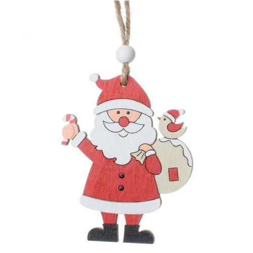 Ozdoba závesná Santa 6,5x0,5x8cm drevo