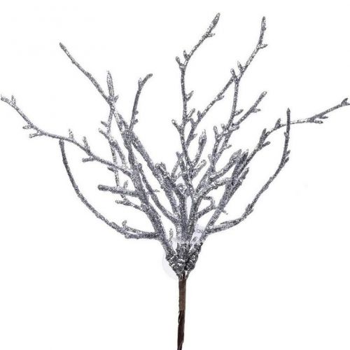 Ozdoba zapichovacia vetvička 22cm strieborná