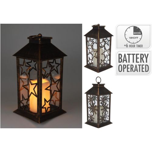 Lampáš svietnik s LED sviečkou 14x14x28 cm plast/sklo čierny mix