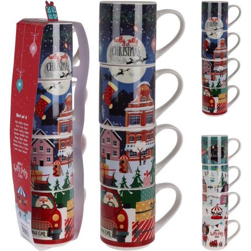 Hrnček vianočný 265 ml  sada 4 ks porcelán mix