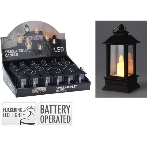 Lampáš s LED sviečkou 4,1x4,1x9 cm čierny