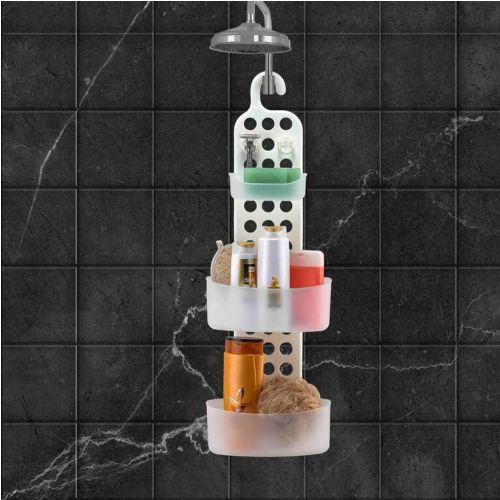 Polička kúpeľňová, plastová, 3-poschodová, biela, závesná