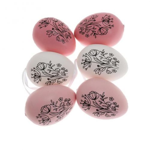 Ozdoba závesná, veľkonočné vajíčko, sada 6ks, 6cm, plast mix