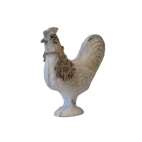 Postavička kohút 12x3x13cm drevo biela