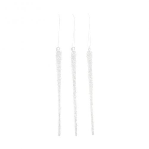 Ozdoba závesná cencúle sada 3ks 1,5x1,5x25cm sklo transparent