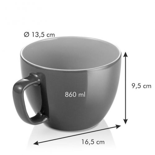 Hrnček extra veľký CREMA SHINE, šedý