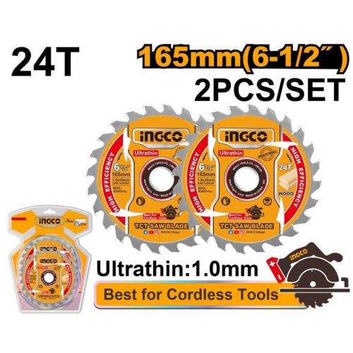 Kotúč pílový na drevo 165mm, 24z, sada 2ks INGCO INDUSTRIAL KLC
