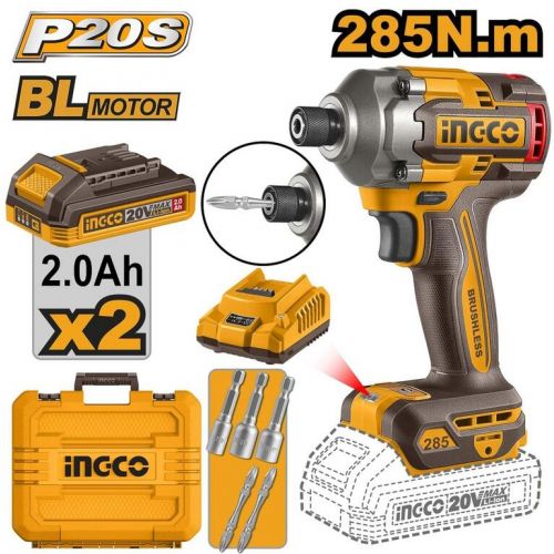 Uťahovák rázový 285N.m CIRLI2028E INGCO AKU 20V P20S KIT