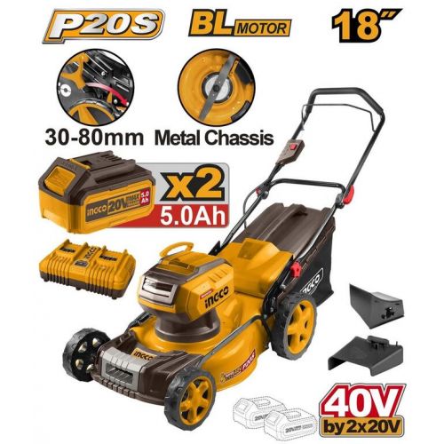 Kosačka na trávu bezkartáčová, 46cm, LMLI20186, INGCO, AKU, 20V KIT P20S