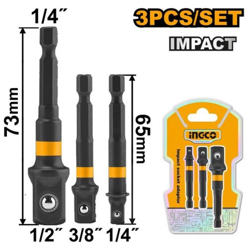 Bit adaptér na gola nadstavce 1/4", 3/8", 1/2", sada 3ks, INGCO
