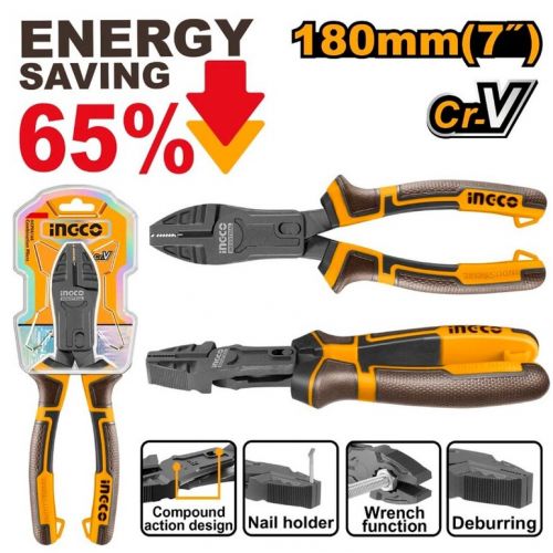 Kliešte kombinované s teflonovým povrchom CrV 180mm INGCO Industrial KLC