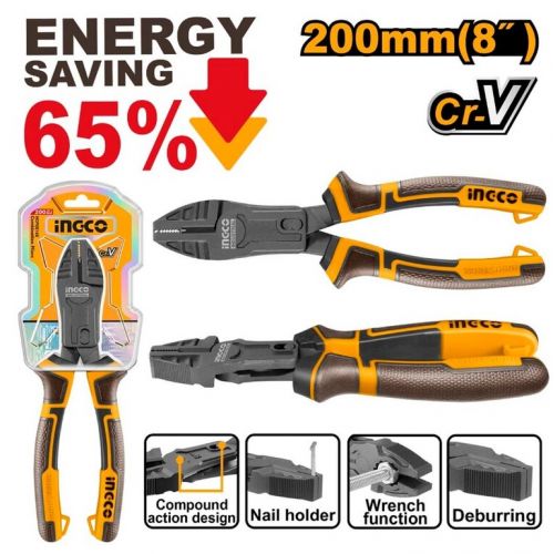 Kliešte kombinované s teflonovým povrchom CrV 200mm INGCO Industrial KLC