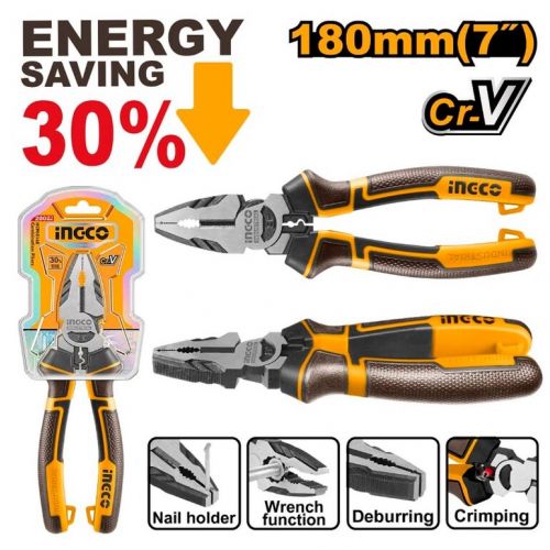 Kliešte kombinované s dlhou pákou CrV 180mm INGCO Industrial KLC