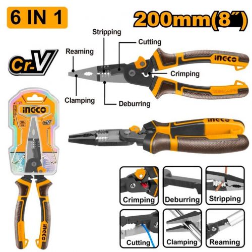 Kliešte rádiové 6v1 multifunkčné CrV 200mm INGCO Industrial KLC