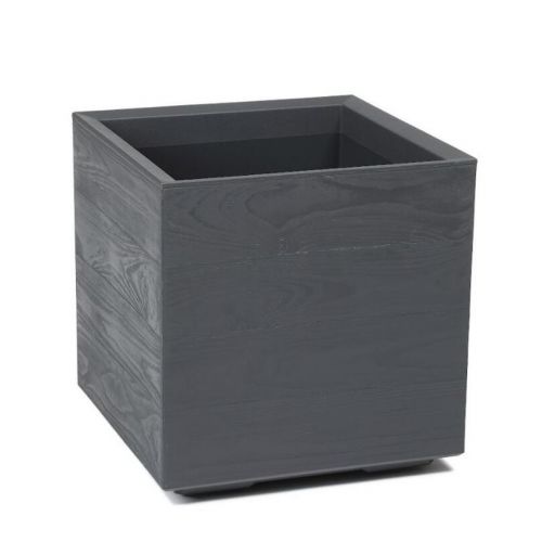 Kvetináč plastový, 390x390mm KARO, antracit, výška 394mm na kolieskach