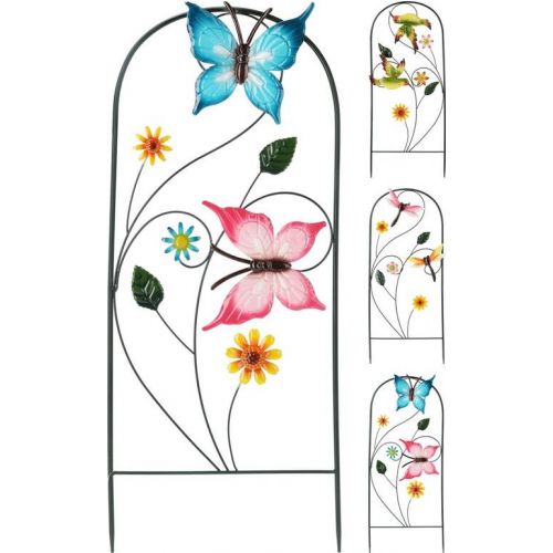 Dekorácia zapichovacia s motýľmi, vtáčikmi, vážkami 26x60cm, kovová, mix