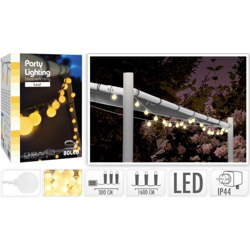 Svetlo záhradné 80 LED guličky, teplé biele, rozmer 16m