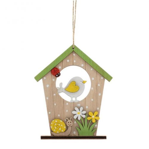 Ozdoba závesná, domček, 26cm, drevo, natur