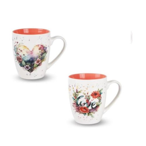 Hrnček porcelánový, 360ml, CORAL, mix
