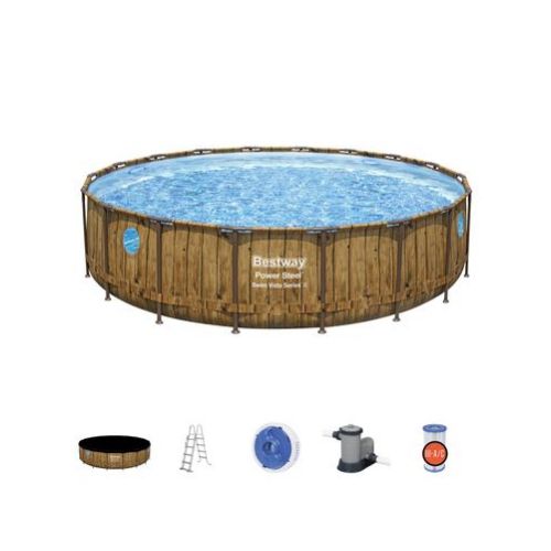 Bazén Bestway® Power Steel™, Vista Series, 56977, kartušová filtrácia, rebrík, plachta, ChemConnect ™ dávkovač, lepiaca záplata, 549x122cm