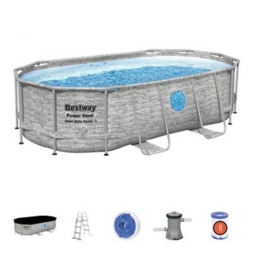 Bazén Bestway® Power Steel™, Vista Series, 56714, kartušová filtrácia, rebrík, plachta, dávkovač, 427x250x100cm