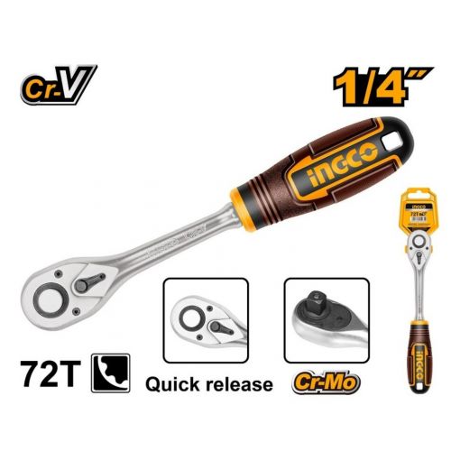 Račňa 1/4" Cr-V, 155mm, 72 zubov INGCO KLC