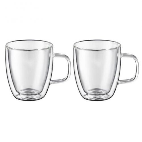Pohár sklenený, dvojstenný, MIA, 250ml, DUALI s uškom, sada 2ks