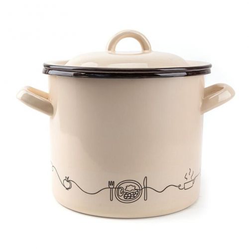 Hrniec smaltovaný s pokrievkou, 23cm/8L, dekor Linea