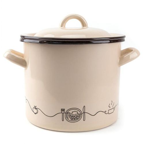Hrniec smaltovaný s pokrievkou, 25cm/10L, dekor Linea