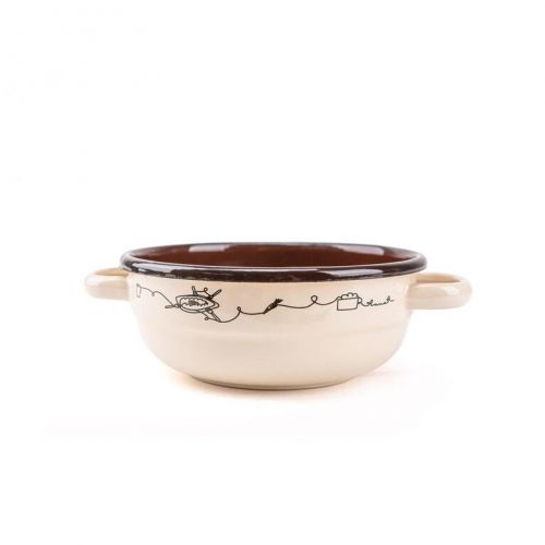 Misa sedliacka, smaltovaná, 14cm/0,5l, dekor Linea