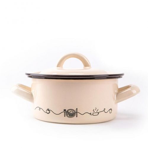 Kastról smaltovaný s pokrievkou, 18cm/2,0L, dekor Linea