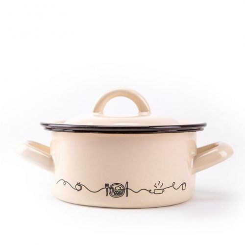 Kastról smaltovaný s pokrievkou 22cm/4,0L, dekor Linea