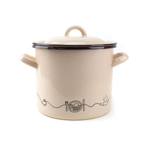 Hrniec smaltovaný s pokrievkou, 19cm/4L, dekor Linea