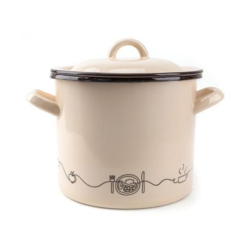Hrniec smaltovaný s pokrievkou, 21cm/6L, dekor Linea