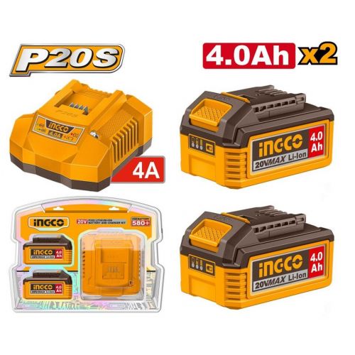 Sada 2x 4.0Ah batérií a nabíjačky 4A 20V INGCO Industrial