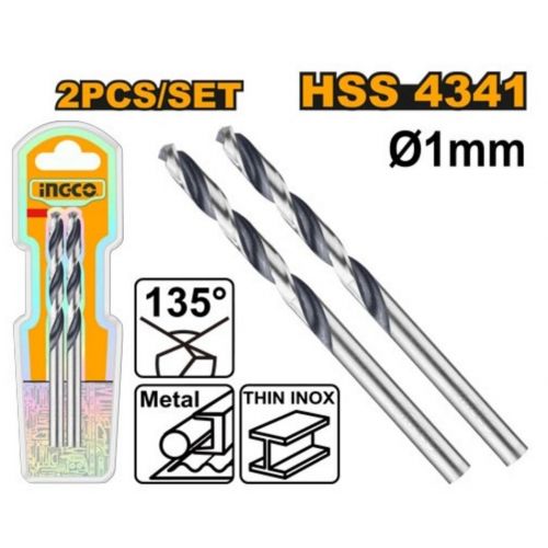 Vrták do kovu HSS, 2 ks, 1mm INGCO KLC