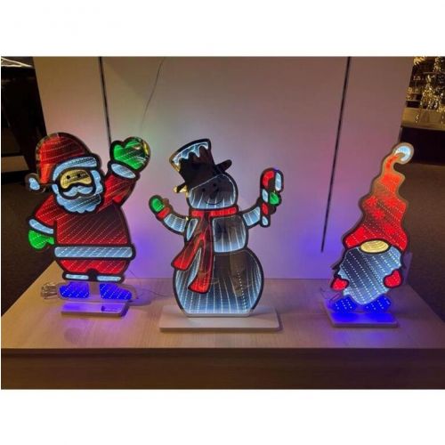 Svetlo vianočné postavička LED Santa/snehuliak/škriatok zrkadlový efekt