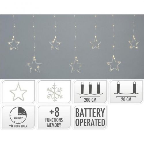 Svetlo vianočné hviezdy/vločky 100/112 LED teplé biele s funkciami, batérie, s časovačom