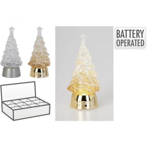 Dekorácia stromček LED 6x13 cm strieborný/zlatý mix