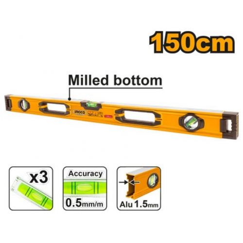 Vodováha 1500mm ALU 3 libely INGCO INDUSTRIAL, s drážkou